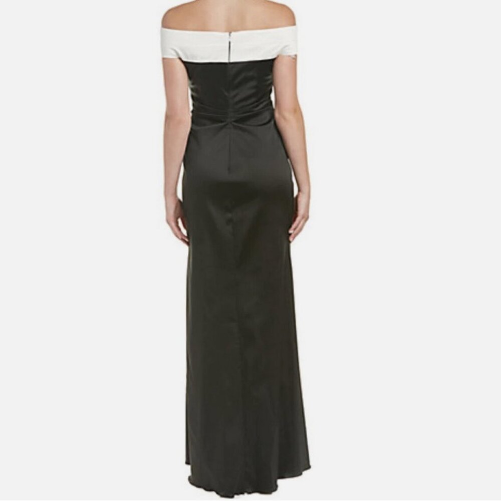 Kay Unger Colorblock Off Shoulder Long Gown - Picture 4 of 6